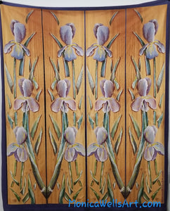 Irises on Cedar - Fleece Blanket