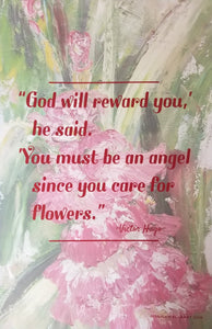 Fresh Pink Gladiolas in Bloom with quote - poster 11"x 17"